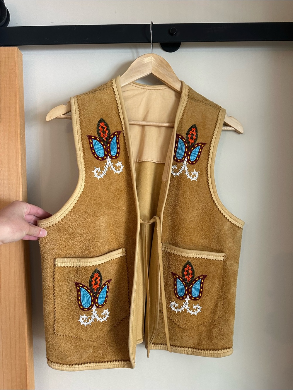Vintage Handcrafted Genuine Leather and Suede Vest with embroidery- Unbranded